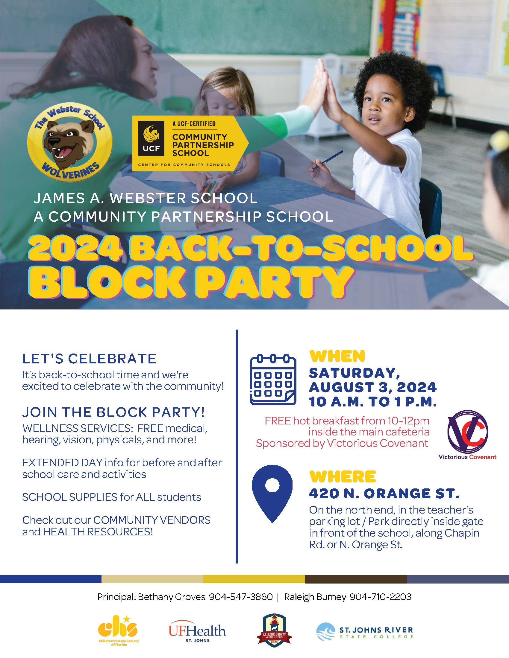 Webster CPS Back to School Block Party, Saturday August 3rd, 2024, 420 N. Orange St. St. Augustine FL