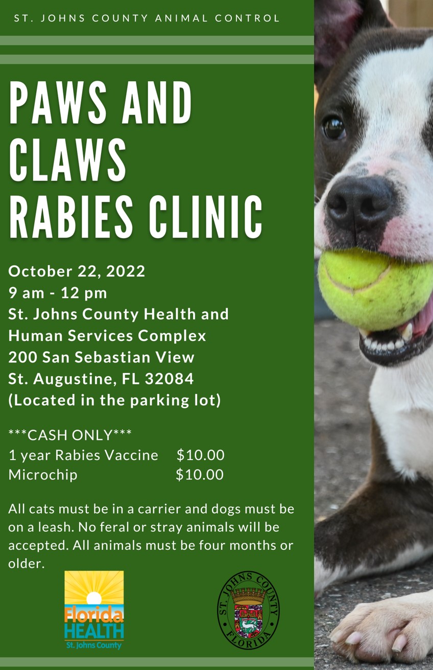 Paws and Claws Rabies Clinic | Florida Department of Health in St Johns