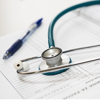 Paperwork in a clinical setting.