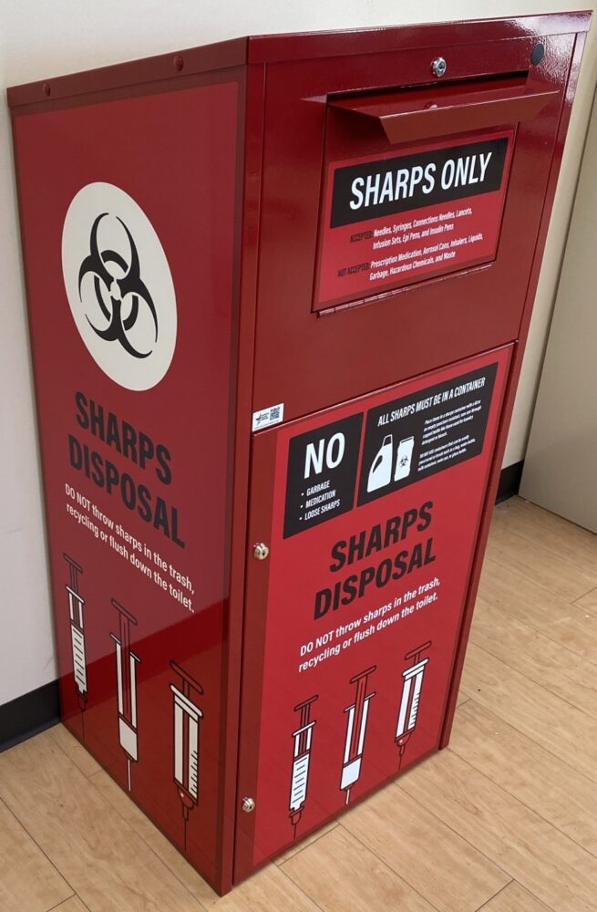 sharps disposal bin